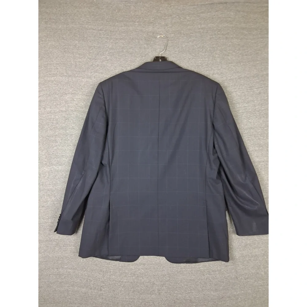 Ermengeldo Zegna Mens Jacket 44R Blue Pinstripe Plaid Wool Sportcoat Blazer